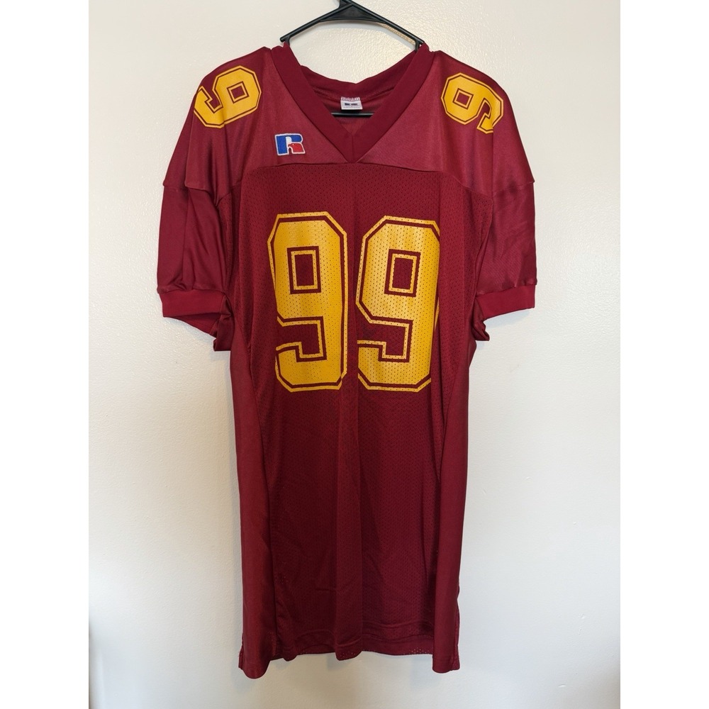 Vintage Russell Athletic 99 Football Jersey Burgundy Gold 1999 Sample NWT L USA